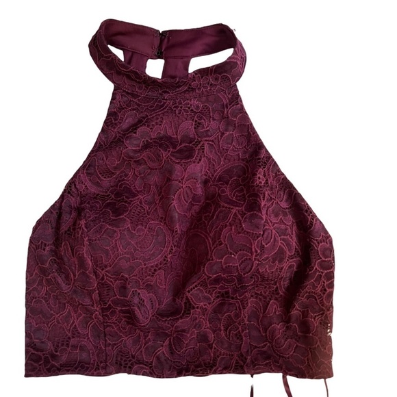 City Vibe Mock Neck Lace-Up Back Lace Top
with Floral Skirt Two-Piece Dress NWT - Picture 4 of 15